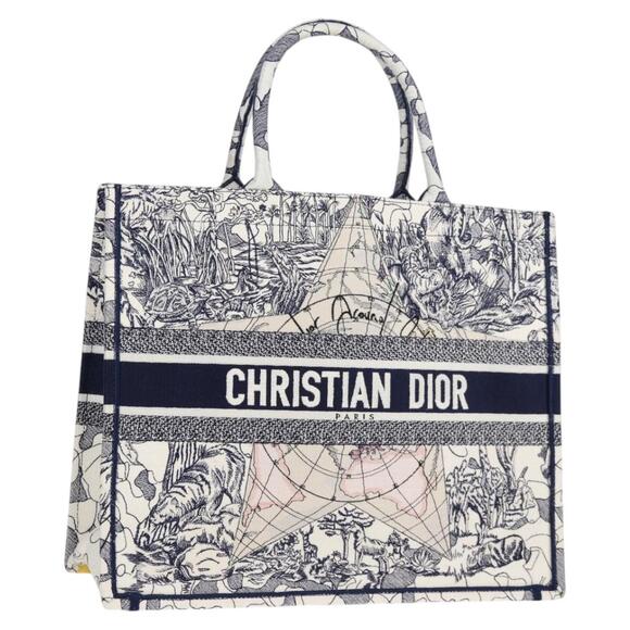 DIOR Book Tote Tote Bag Canvas Navy - Picture 1 of 12